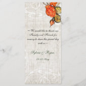Menu Rustic Chic Rose Vintage Mariage (Dos)