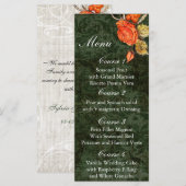 Menu Rustic Chic Rose Vintage Mariage (Devant / Derrière)