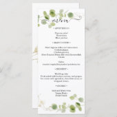 Menu Rustic Eucalyptus Greenery Gold Wedding Reception (Devant / Derrière)