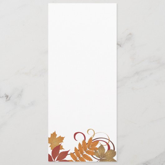 Menu Rustic Falling Feuille Dîner Mariage (Dos)