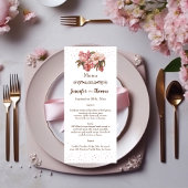 Menu Rustic Floral Burgundy Wedding