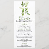 Menu Rustic Greenery Cross Boy Baptism Custom Event (Devant)