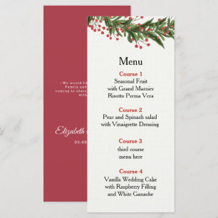 Menu Rustic Holly Mariage de Noël d'hiver