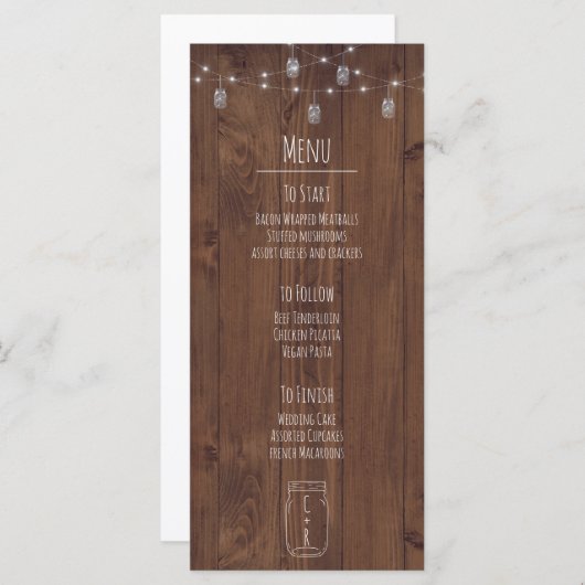 Menu Rustic Jar Twinkle Lights (Devant / Derrière)