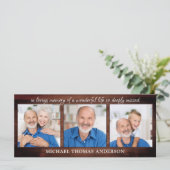 Menu Rustic Memorial 3 Photo Funeral Prayer Card (Debout devant)