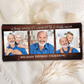 Menu Rustic Memorial 3 Photo Funeral Prayer Card