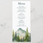 Menu Rustic Mountain Forest Evergreen Tree Wedding (Devant)