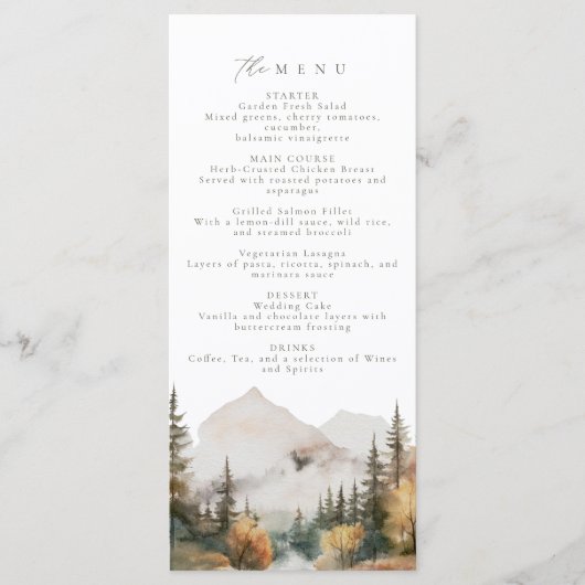 Menu Rustic Mountain Mariage (Devant)