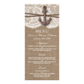 Menu Rustic Nautical Ancre Mariage Collection (Devant)