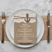 Menu Rustic Nautical Ancre Mariage Collection