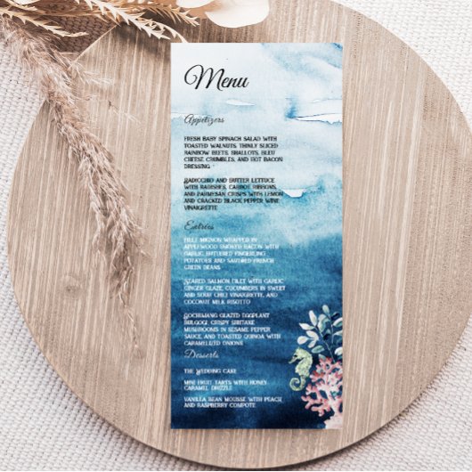 Menu Rustic Ocean Wedding Flat