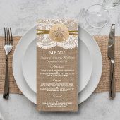 Menu Rustic Sand Dollar Mariage Collection