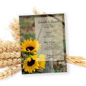 Menu Rustic Sunflower et Wagon Wheel Mariage Menu