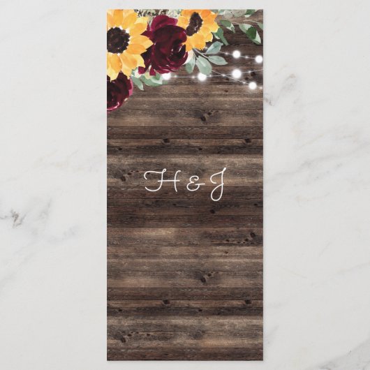 Menu Rustic Sunflower Roses Wedding (Dos)