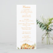 Menu Rustic Watercolor Citrouille Adresse de retour Mar (Debout devant)