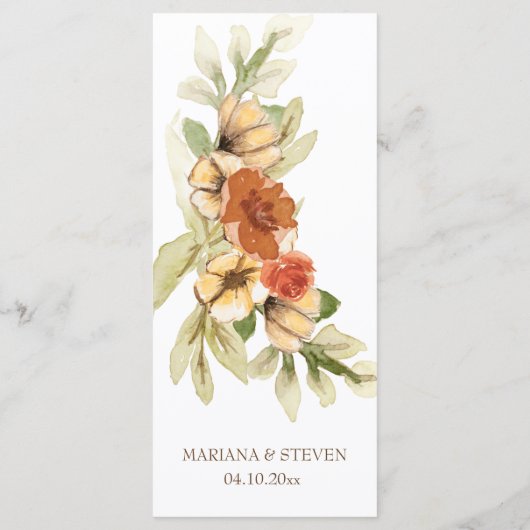 Menu Rustic Watercolor Citrouille Mariage d'adresse de  (Dos)