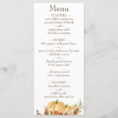 Menu Rustic Watercolor Citrouille Mariage d'adresse de  (Devant)