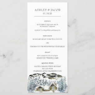 Menu Rustic Winter Mountain Mariage