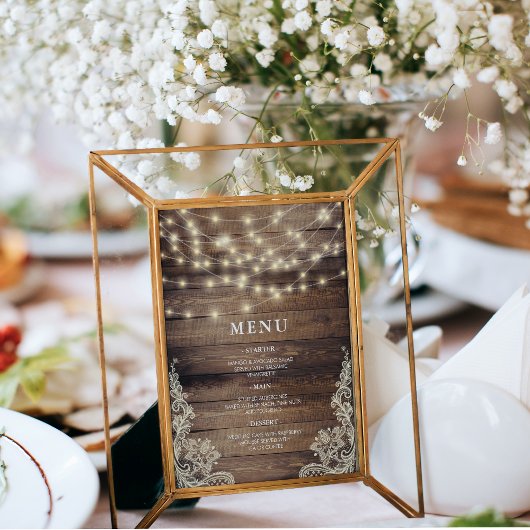 Menu Rustige houten en String Lights