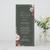 Menu Rustique Anémone main tiré Mariage vert frontière (Debout devant)