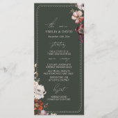 Menu Rustique Anémone main tiré Mariage vert frontière (Devant)