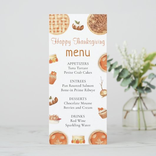 Menu Rustique Automne Citrouille Pie Thanksgiving Dîner (Debout devant)