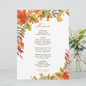 Menu Rustique Automne Feuilles Mariage (Debout devant)