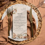 Menu Rustique automne Floral Brown Mariage campagnard n<br><div class="desc">Menu Rustique à fleurs mariage avec de belles compositions de fleurs d'automne avec des couleurs mariage neutres et terreuses dans les tons brun, rose rougit, ivoire et bronze. Boho chic boho automne design floral de campagne avec élégant, simple lettrage moderne. Idéal pour mariage de automne, mariage campagnard, grange mariage ou...</div>