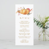 Menu Rustique Automne Floral Citrouille Mariage Gold Sc (Debout devant)