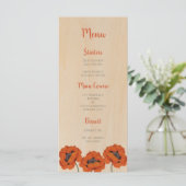 Menu Rustique Baptême Girl Poppies Wood Red écriture ma (Debout devant)