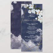 Menu Rustique Blanc Floral Mariage (Devant / Derrière)