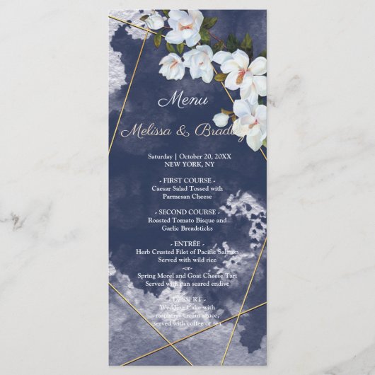 Menu Rustique Blanc Floral Mariage (Devant)