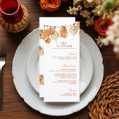 Menu Rustique Boho Automne Séché Orange Garland Mariage