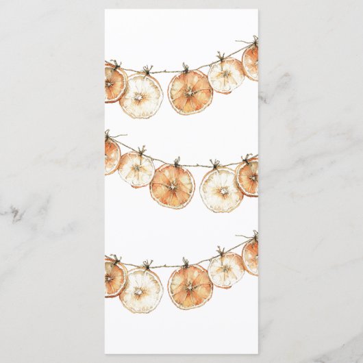 Menu Rustique Boho Automne Séché Orange Garland Mariage (Dos)