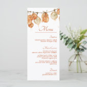 Menu Rustique Boho Automne Séché Orange Garland Mariage (Debout devant)