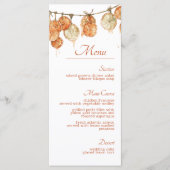 Menu Rustique Boho Automne Séché Orange Garland Mariage (Devant)