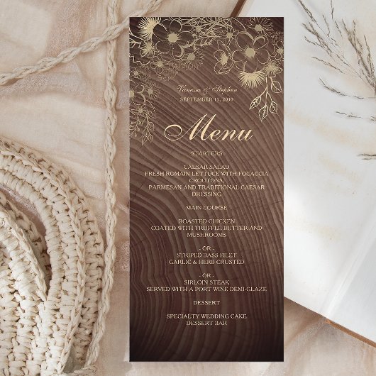 Menu Rustique Boho Floral Mariage