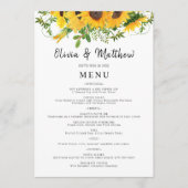 Menu Rustique Boho Sunflower Mariage de bouquet floral (Devant)