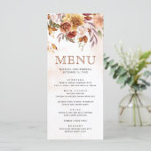 Menu Rustique Bourgogne Terracotta Mariage Floral (Debout devant)