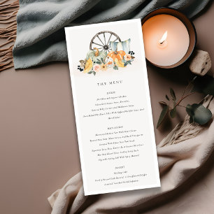 Menu Rustique Citrouille de chute Mariage de roue flora