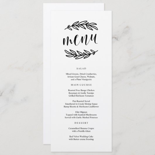 Menu rustique de dîner (Devant / Derrière)