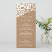 Menu rustique de mariage de mariage de dentelle de (Debout devant)