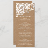 Menu rustique de mariage de mariage de dentelle de (Devant / Derrière)
