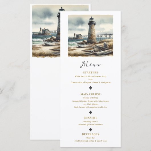 Menu Rustique de Phare Côtiers de la Plage de Bord (Devant / Derrière)