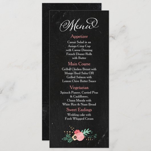 Menu rustique de tableau (Devant / Derrière)