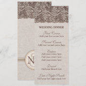 Menu Rustique dîner Mariage Burlap dentelle (Devant / Derrière)