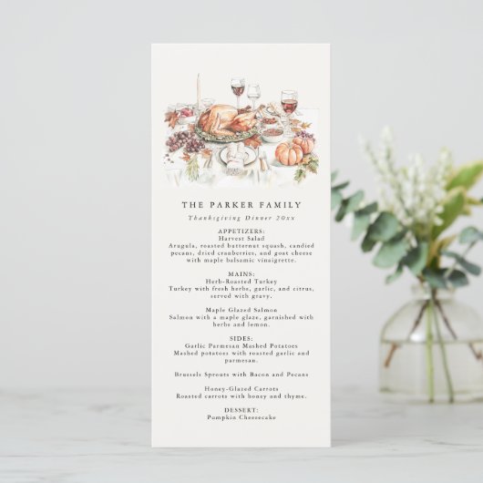 Menu Rustique du dîner Thanksgiving (Debout devant)