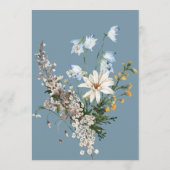 Menu Rustique Dusty Blue Fleurs sauvages & Daisy Mariag (Dos)