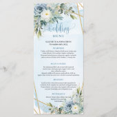 Menu Rustique Dusty Blue Floral Gold Parties scintillan (Devant)