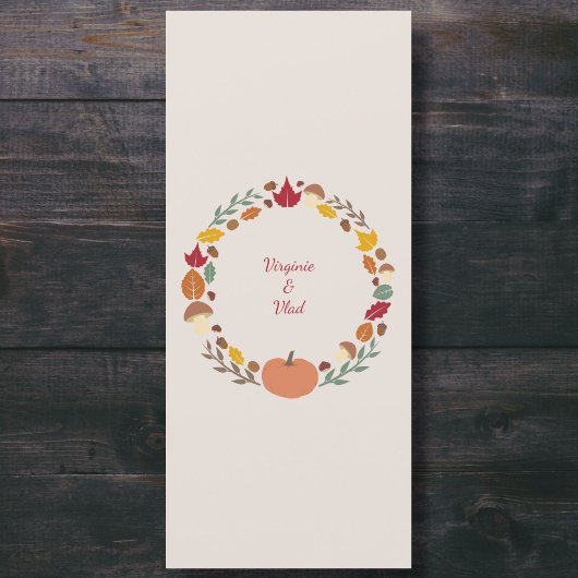 Menu rustique et Mariage de automne